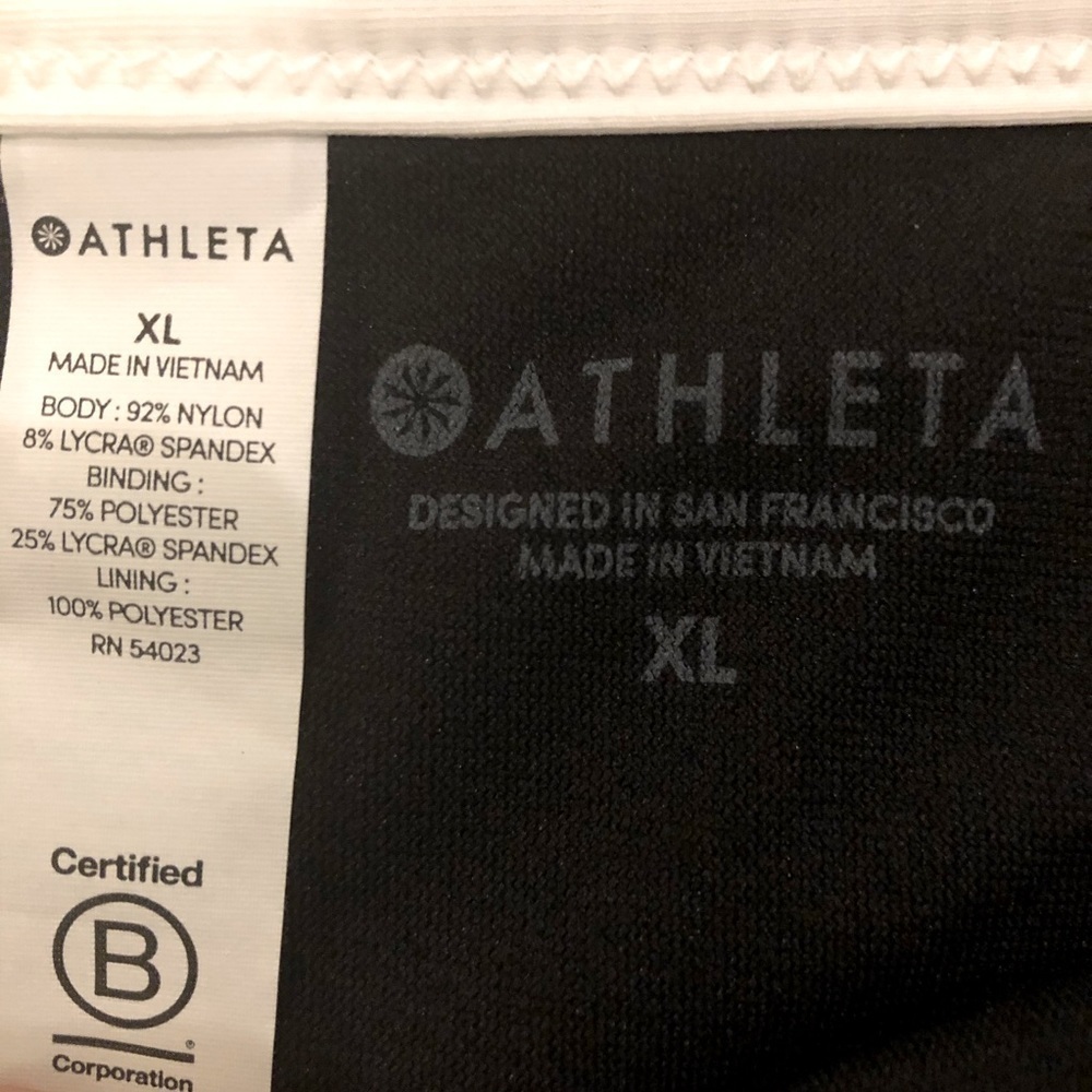 Athleta Bikini Bottom NWT Black with White Trim Ribbed Size XL - Picture 7 of 8